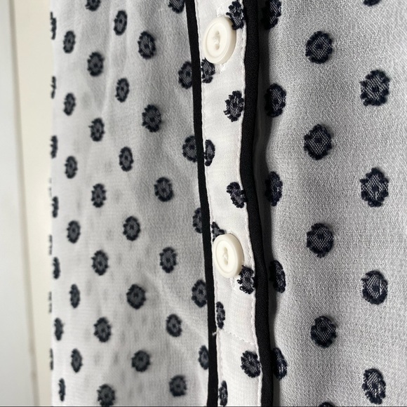 LOFT Black White Swiss Dot Chiffon Blouse - Picture 5 of 13